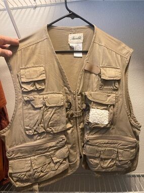 Vintage Ausable Utility Fishing Vest with Multiple Pockets - Tan